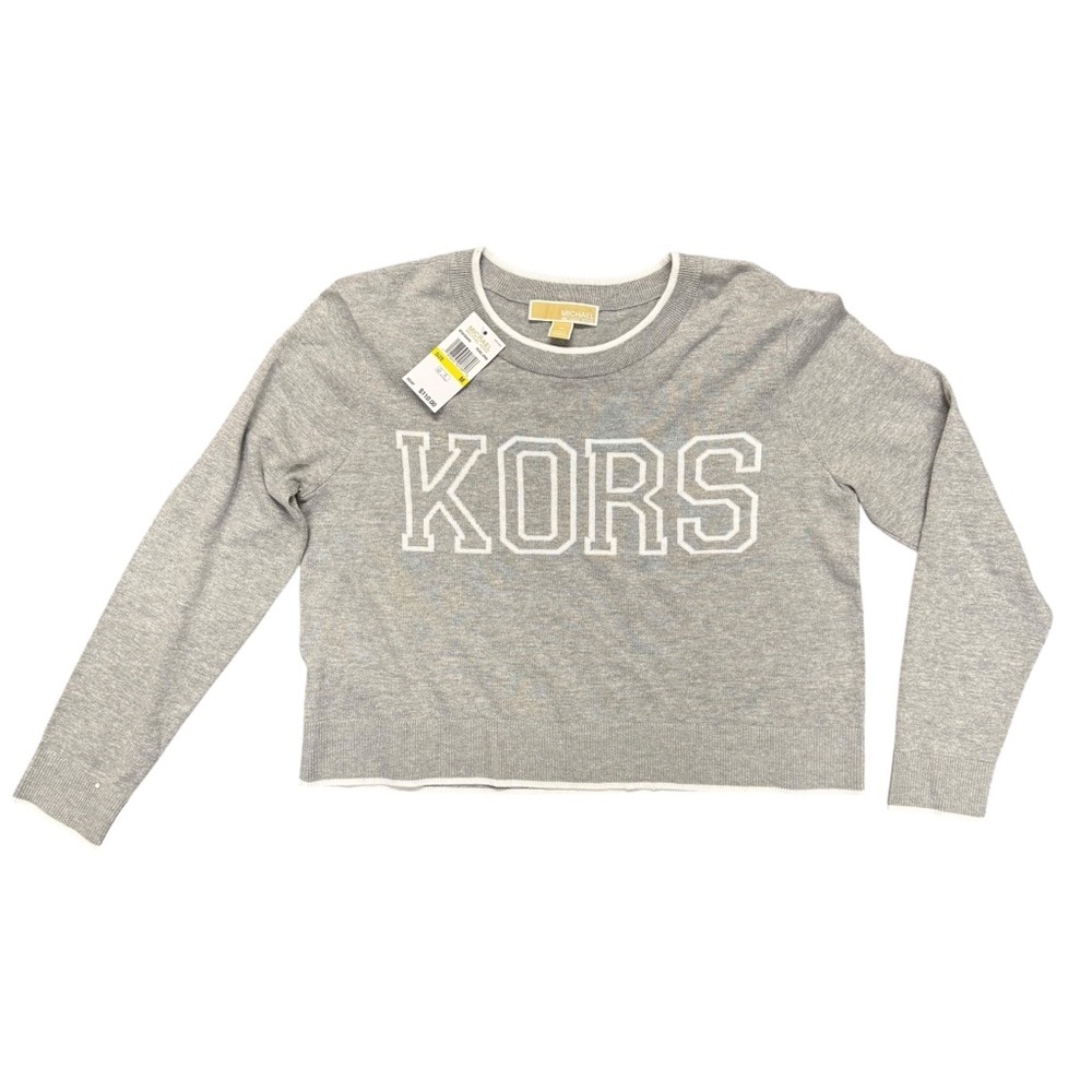 Michael Kors Gray KORS Logo Crop Sweatshirt - Picture 5 of 12